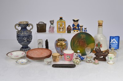 Lot 144 - A large selection of ceramic items including a damaged Carlton ware vase, three miniature Toby jugs etc
