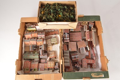 Lot 1 - Large quantity of N Gauge mostly Metcalfe kitbuilt Card Houses Shops and Industrial Buildings and large quantity of N/Z Gauge Trees (45+ buildings and 700+ trees)
