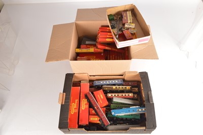 Lot 20 - Tri-ang 00 gauge Locomotives Multiple Units coaches wagons track and buildings (qty in 2 boxes)