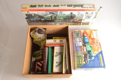 Lot 42 - Two Hornby 00 Train sets with extra Rolling Stock track and accessories (qty in 3 boxes)