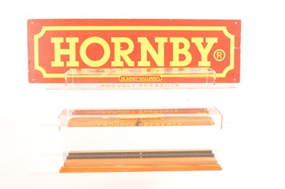Lot 71 - Hornby Display cases with Advertising sign (3)