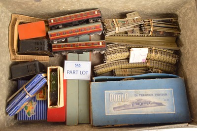 Lot 104 - Hornby-Dublo 00 Gauge Locomotives Passenger and Goods Rolling Stock Accessories and Track  with Gaiety Pannier Tank and Truscale Station (qty)