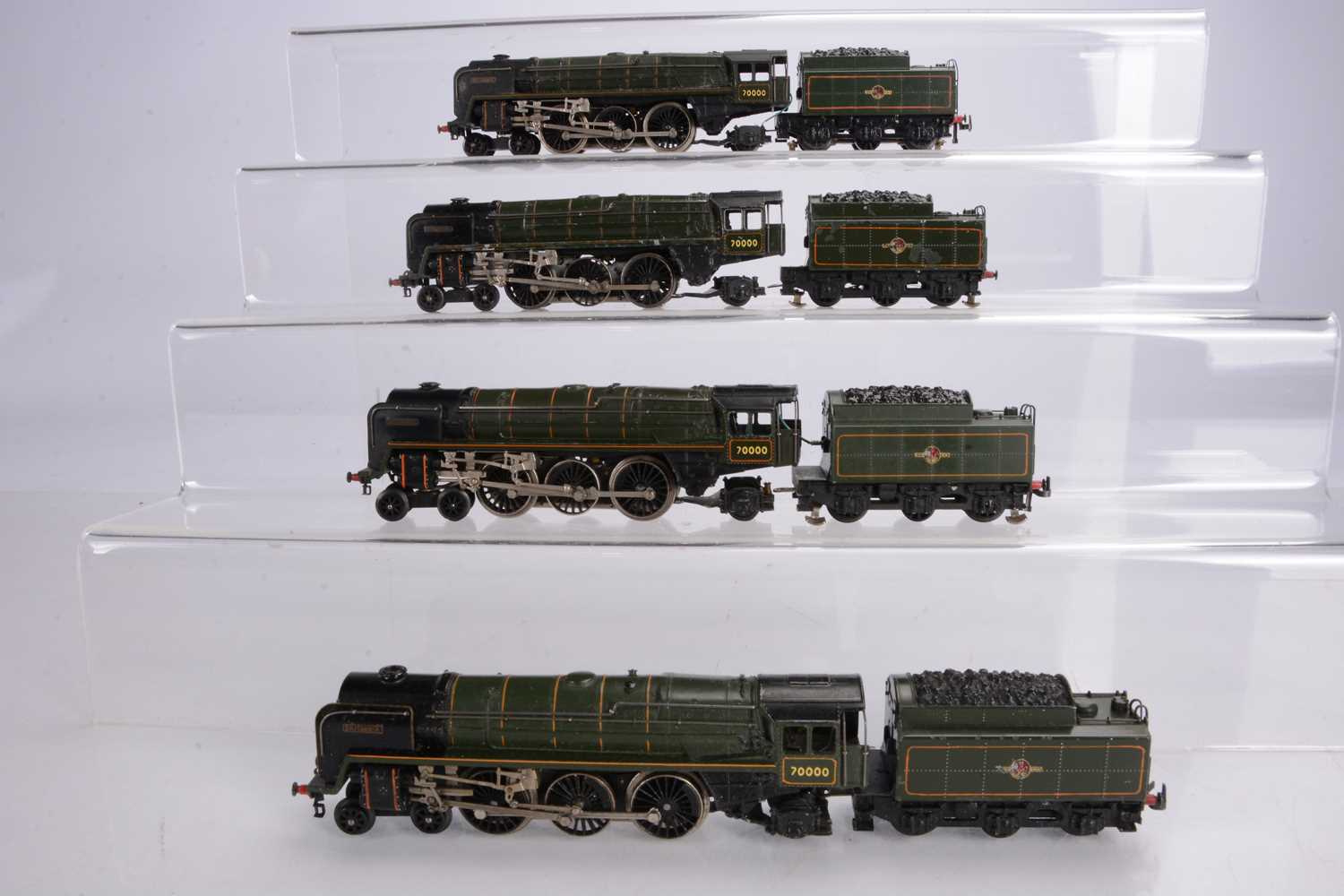 Lot 127 - Four Trix 00 Gauge 236 metal bodied BR green Britannia Class 4-6-2 7000 'Britannia ' Steam Locomotives and Tenders (4)