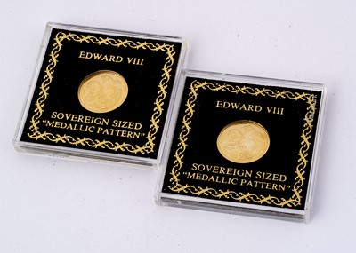 Lot 38 - Two commemorative Edward VIII sovereign sized Medallic Pattern medallions