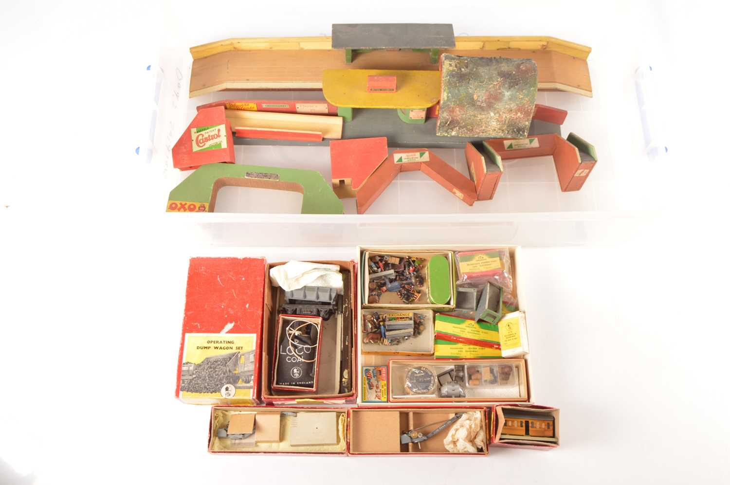 Lot 149 - Trix and other makers 00 Gauge Lineside Accessories and Britains Liliput World for Trix and other makers Figures and various wooden Stations and Footbridges  (qty)