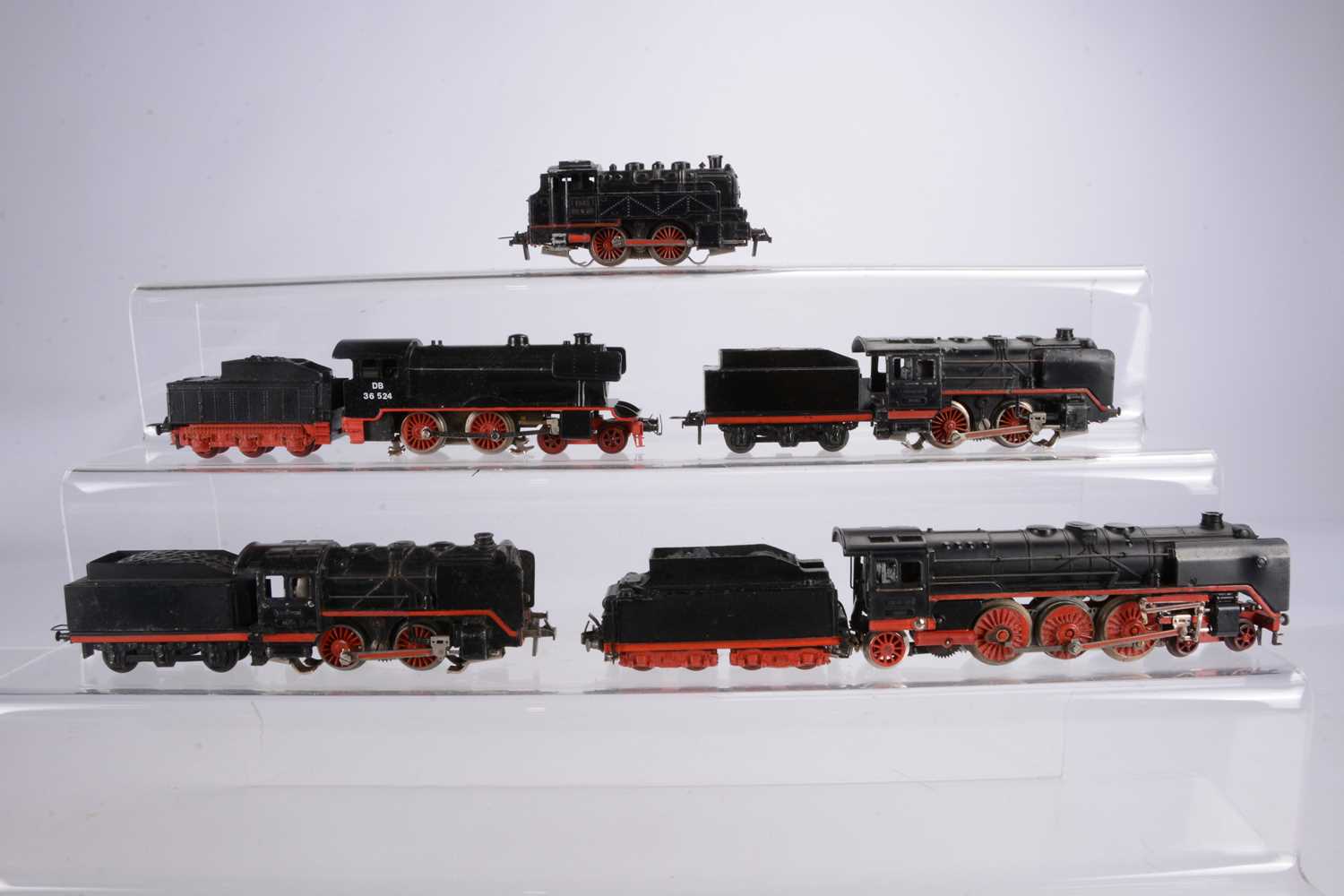 Lot 162 - Trix HO Gauge DB black 4-6-2 and modified 4-4-0 with 0-4-0  Steam Locomotives and Tenders and 0-4-0 Tank Locomotive (5)