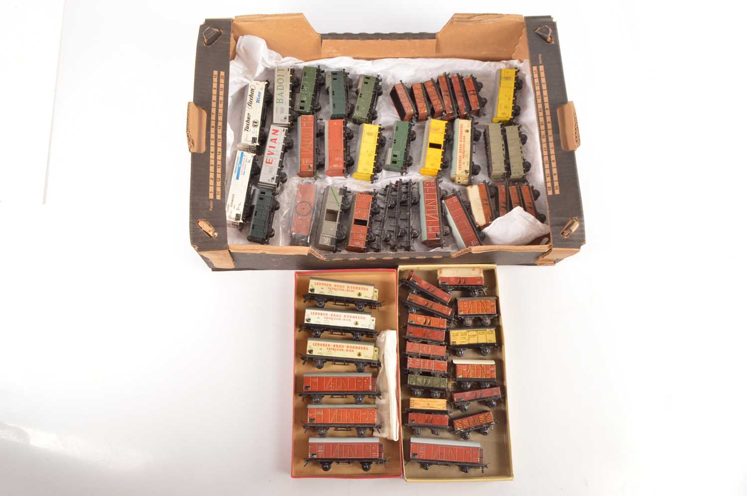 Lot 182 - Large collection of Trix HO Gauge pre and post-war tinplate and some plastic Goods Rolling Stock (58)
