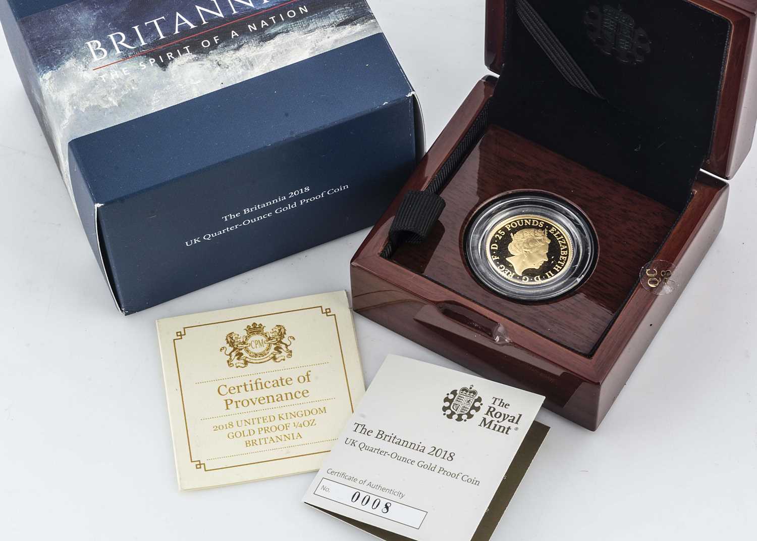 Lot 51 - A Royal Mint Elizabeth II quarter ounce gold proof Britannia coin