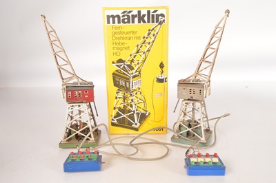 Lot 323 - Three Marklin HO Gauge boxed and unboxed 7051 Remote control Slewing Cranes (3)