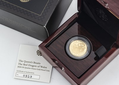 Lot 56 - A Royal Mint Elizabeth II The Queen's Beasts UK Quarter Ounce Gold Proof Coin