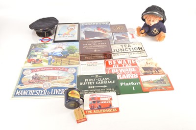 Lot 365 - Collection of reproduction Metal signs with a Teddy Bear hats and other items (22)