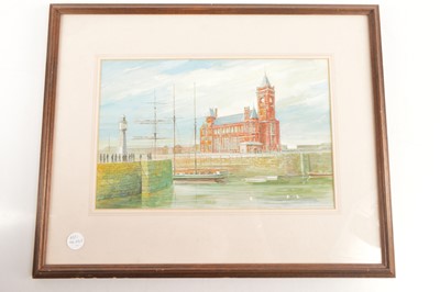 Lot 373 - Original framed watercolour of Cardiff Docks (1)