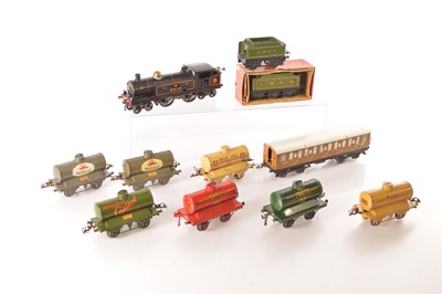 Lot 398 - Hornby 0 Gauge mixed group of Locomotive and rolling stock (11)
