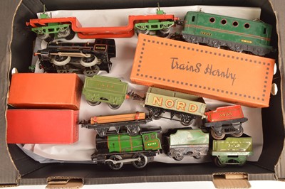 Lot 401 - Hornby and French Hornby 0 Gauge mixed group of Locomotives and Rolling stock (24)