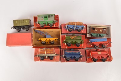 Lot 424 - Hornby 0 Gauge Pre-war Boxed Rolling stock (10) 