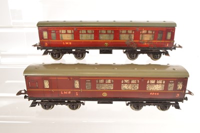 Lot 448 - Hornby 0 Gauge Pair of LMS No.2 Corridor Coaches (2)