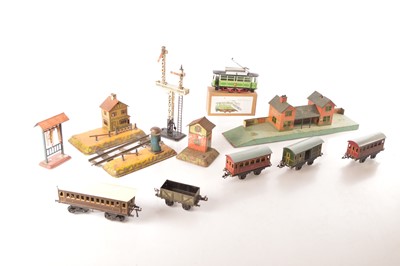 Lot 546 - Bing and other commercial manufacturers 0 Gauge Railway Accessories and Rolling stock (11)