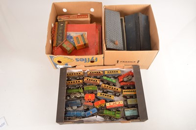 Lot 558 - Brimtoy/ Chad Valley  and other commercial manufacturers 0 Gauge sets, Locomotives and Rolling stock (29)