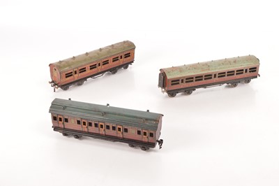 Lot 584 - Bassett Lowke/Marklin/Bing O Gauge LMS Coaches (3) 