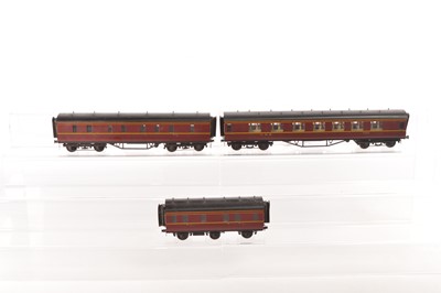 Lot 598 - 0 Gauge Unknown Make Kitbuilt LMS Bogie Coaches & 6 Wheel Parcel Van (3) 