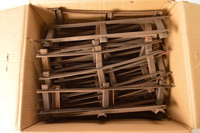 Lot 647 - Bing large Gauge tinprinted 3-post signal and 2.5 inch gauge track (Qty)