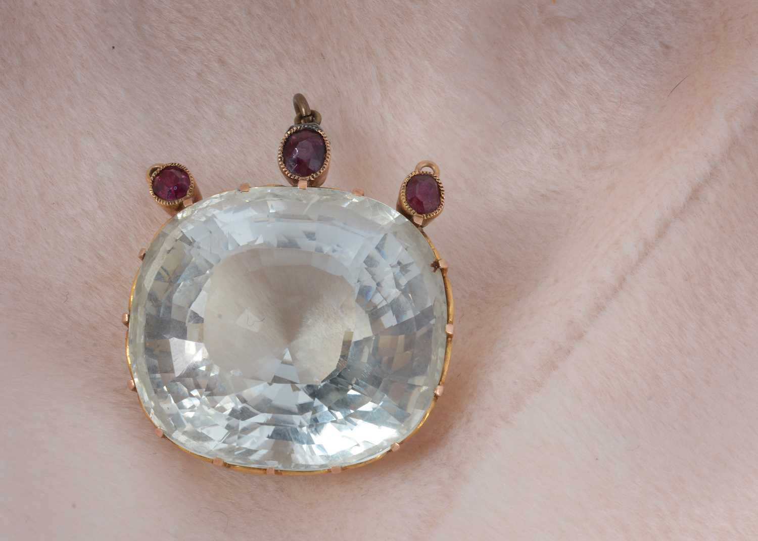 Lot 6 - An Edwardian aqua and ruby pendant