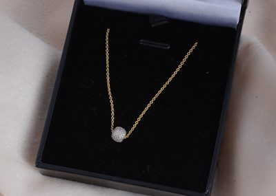 Lot 19 - A German 18ct gold diamond set troll bead necklace