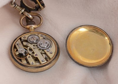 Lot 47 - A continental silver gilt and enamel lady's fob watch and matching bow brooch