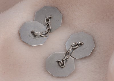 Lot 59 - A pair of octagonal and enamel cufflinks