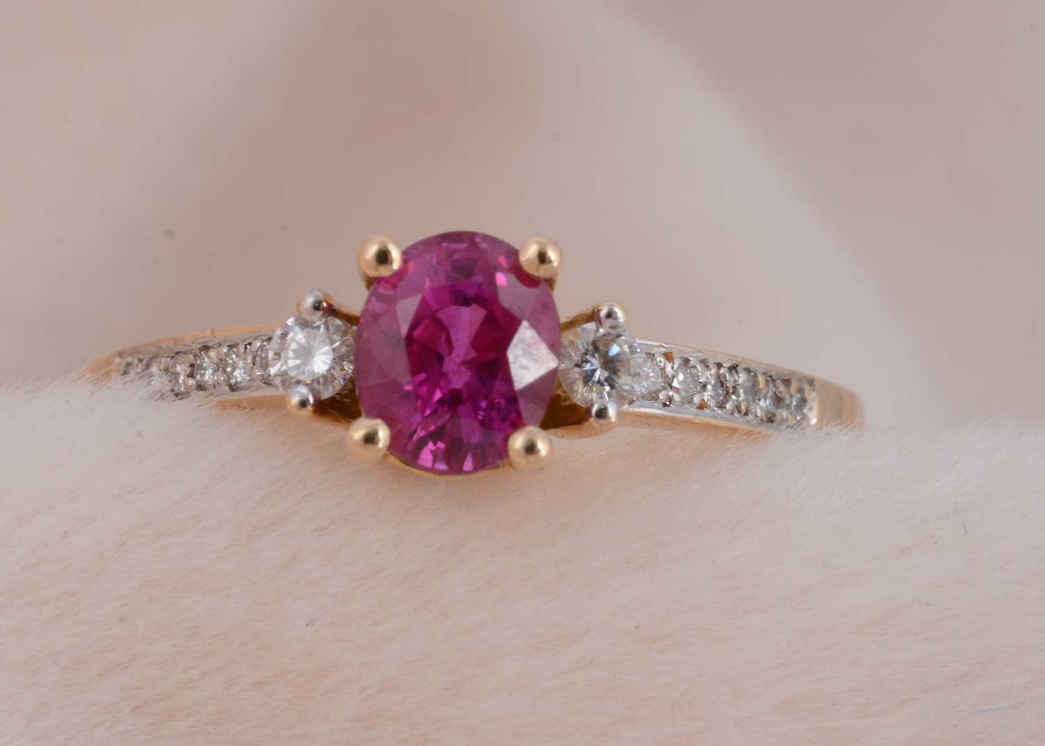 Lot 78 - A continental 18ct gold diamond and ruby dress ring