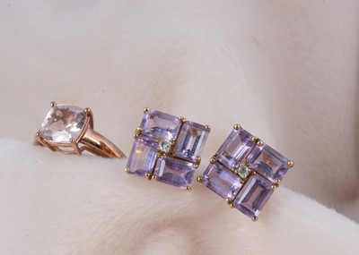 Lot 107 - A 9ct rose gold amethyst ring