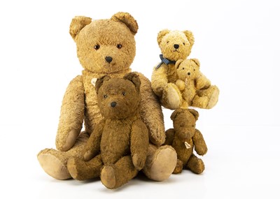 Lot 434 - Five post-war Eastern European cotton plush Teddy Bears