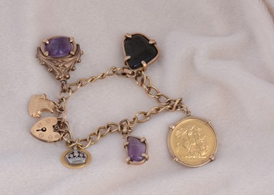 Lot 198 - A 9ct gold charm bracelet