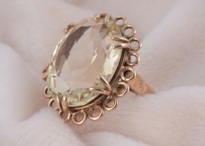 Lot 201 - A large Citrine claw set dress ring
