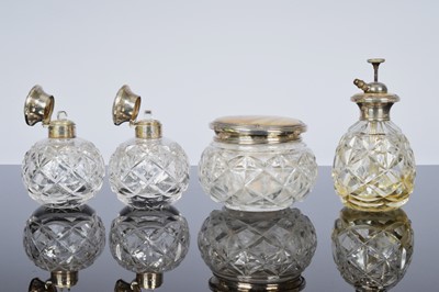 Lot 233 - An Art Deco silver and enamelled dressing table set by B.B.S Ltd