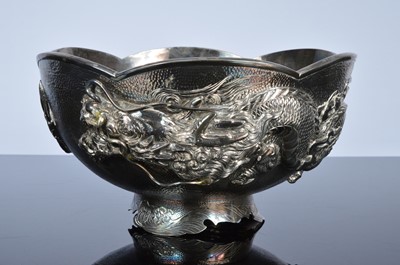 Lot 245 - A first half 20th century Japanese silver dragon bowl