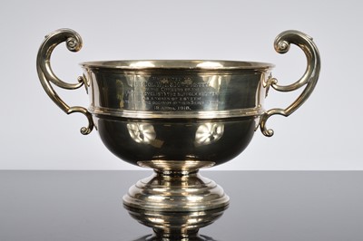 Lot 259 - A George V silver twin handled trophy by James Dixon & Sons