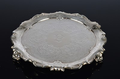 Lot 266 - A late Victorian silver card tray by Walter & john Barnard