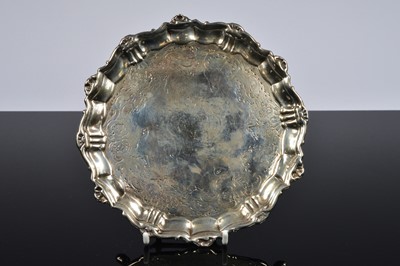 Lot 275 - A George II silver card tray by Elizabeth Tuite