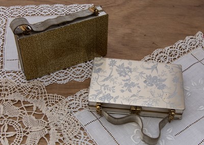 Lot 290 - Two 1930s gilt metal and plastic rectangular carryalls