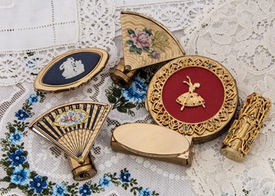 Lot 328 - Two 1950s Stratton gilt metal fan mirror lipsticks