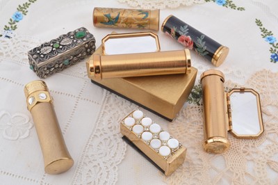 Lot 346 - Five gilt metal lipsticks