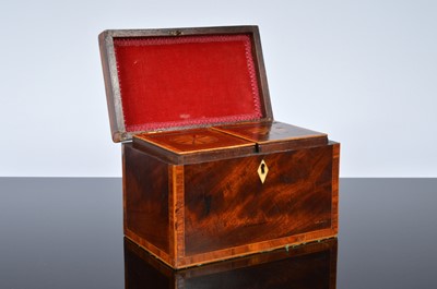 Lot 358 - A Georgian mahogany and inlaid rectangular tea caddy