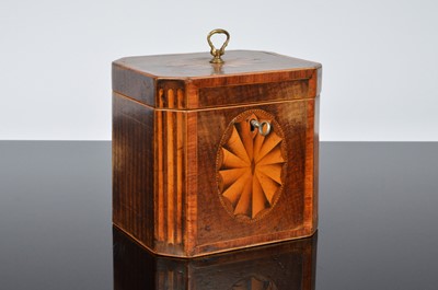 Lot 359 - A small Georgian mahogany and inlaid octoganol tea caddy