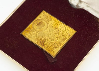 Lot 128 - A 1970s Hallmark Replicas Limited 22ct gold stamp ingot