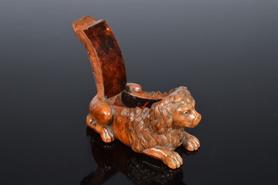 Lot 365 - A 19th century carved hardwood lion snuff box