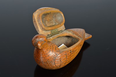 Lot 368 - A 19th century carved wooden bird snuff box