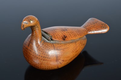Lot 369 - A 19th century carved wooden bird snuff box