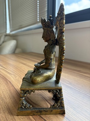 Lot 373 - A pair of antique Far Eastern gilt bronnze Buddhist figures