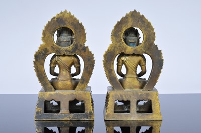 Lot 373 - A pair of antique Far Eastern gilt bronnze Buddhist figures